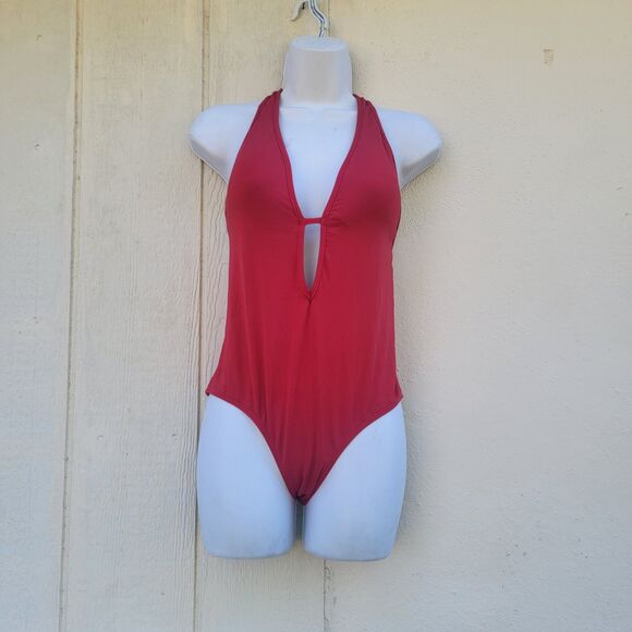 JETS Jessika Allen  Illuminate Plunge Red One-Piece Swimsuit Size US 8 - Picture 1 of 6